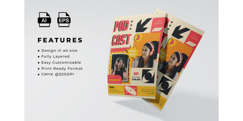 Conception de modèle de flyer de podcast 4 - Caractéristiques de l’image 1
