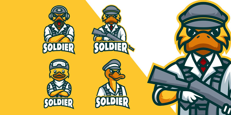 Soldier Duck Bundle Mascot Logo Design - Features Image 1
