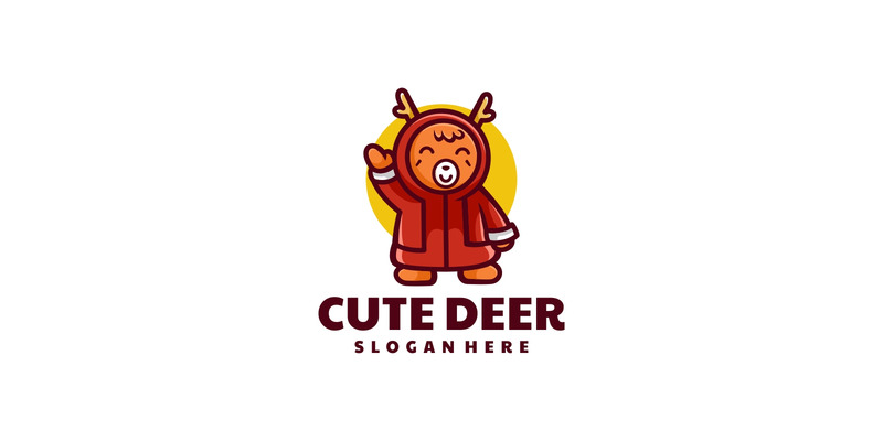 Cute Deer Mascot Cartoon Logo - Features Image 1