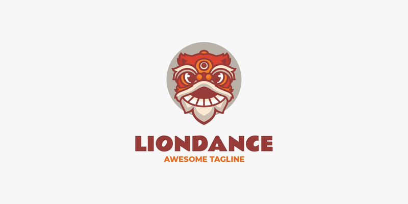 Lion Dance Simple Mascot Logo - Features Image 1