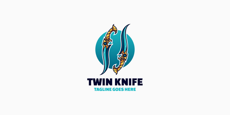 Logo mascotte semplice Twin Knife - Caratteristiche Immagine 1