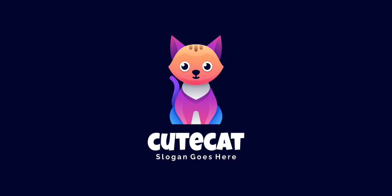 Cute Cat Gradient Colorful Logo 1 - Features Image 1