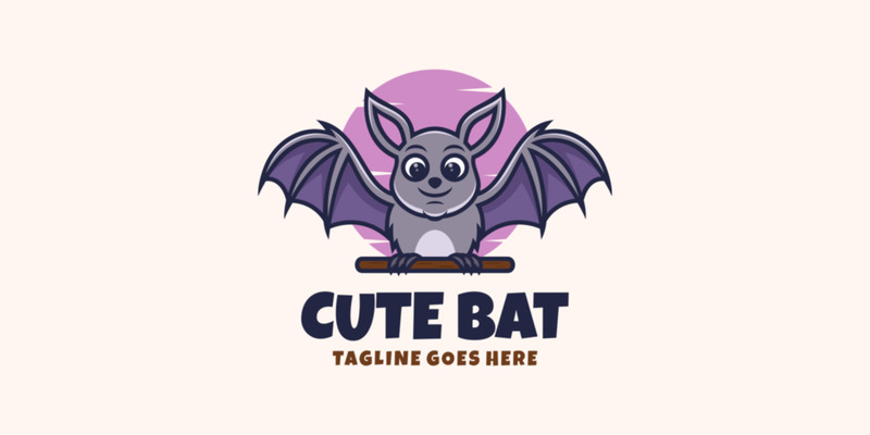 Cute Bat Mascot Cartoon Logo - Features Image 1