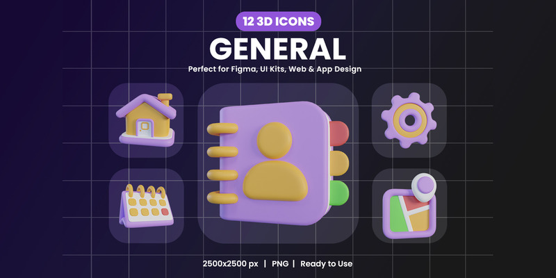 General 3D Icon Pack Design - Features Image 1