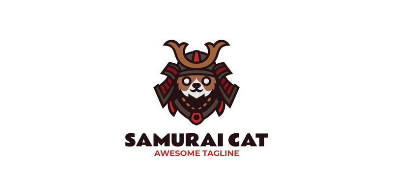 Mascot Samurai Cat Logo Design - Features Image 1