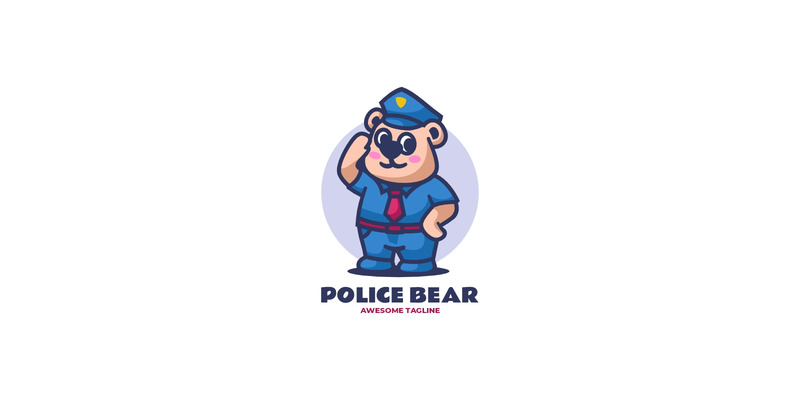 熊警察吉祥物卡通标志 1 - Features Image 1