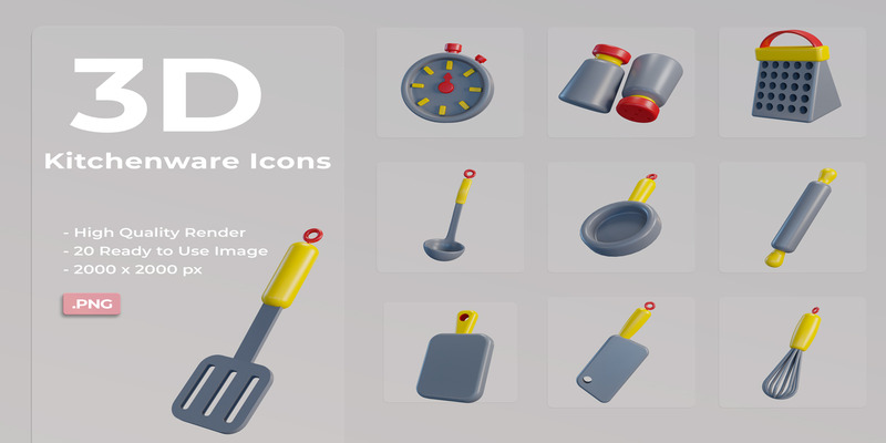 3D 厨具图标设计 - Features Image 1