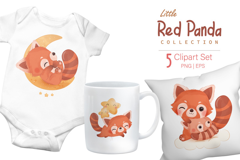 Schattige Rode Panda Clipart Set - Features Image 2