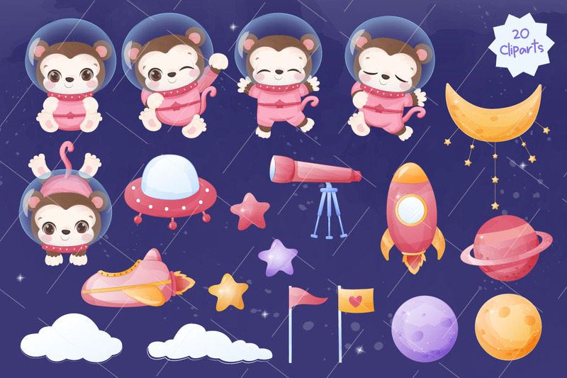 Space Series Little Monkey Clip-art - Features Image 1