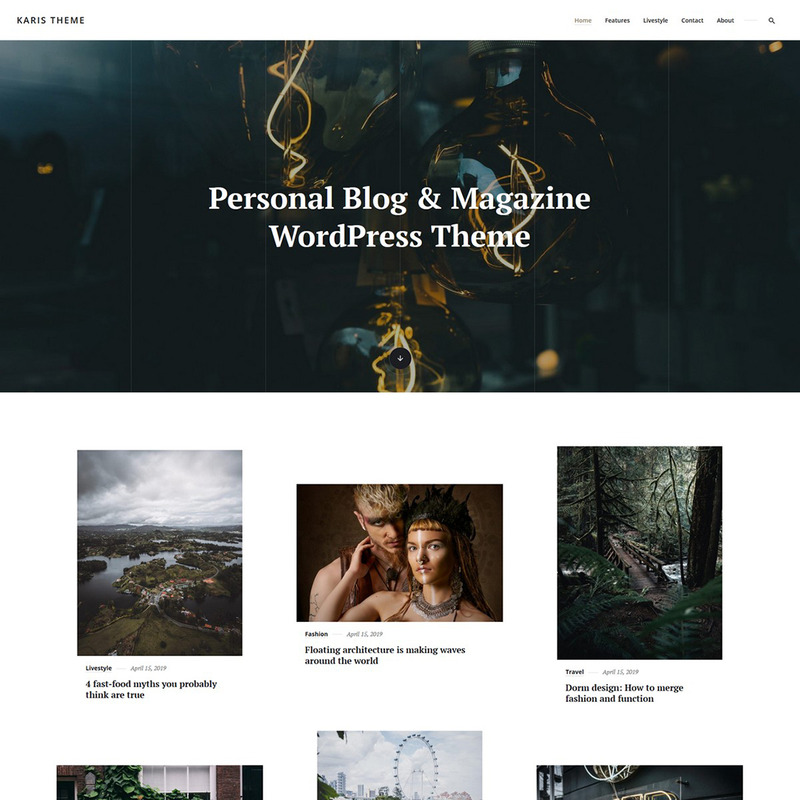 Karis - Personal Blog & Magazine WordPress Theme - Features Image 2