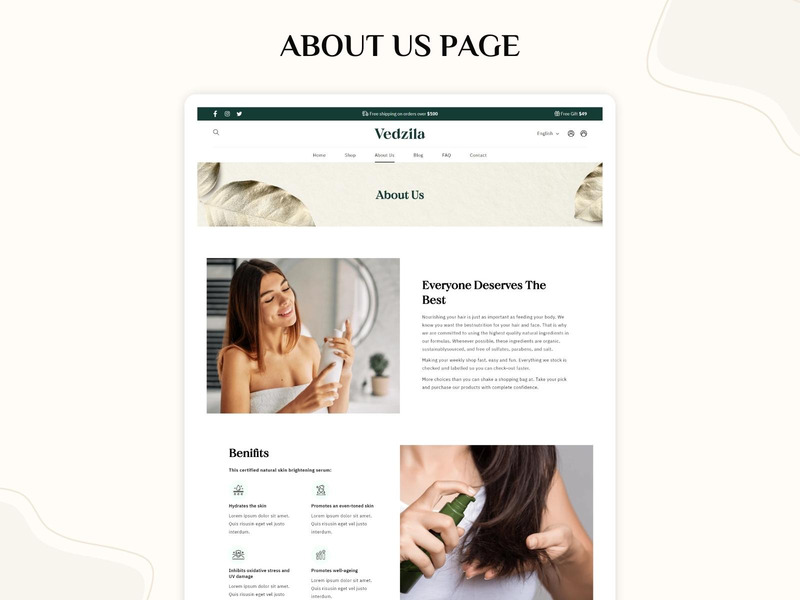 Vedzila — motyw Shopify 2.0 do pielęgnacji skóry | Motyw Shopify Beauty - Obraz funkcji 4