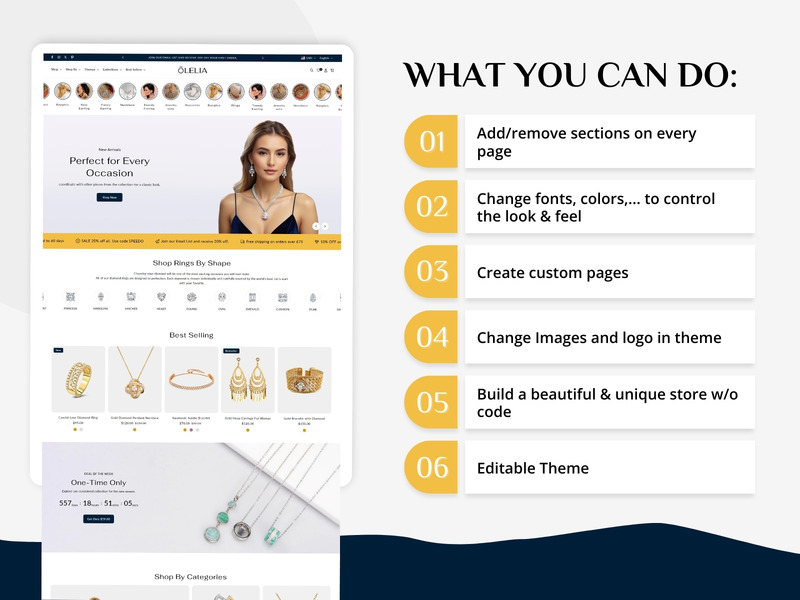Olelia Jewelry – Tema de Shopify para joyería exquisita | Shopify 2.0 - Características Imagen 10