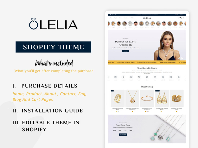 Olelia Jewelry – Tema de Shopify para joyería exquisita | Shopify 2.0 - Características Imagen 1