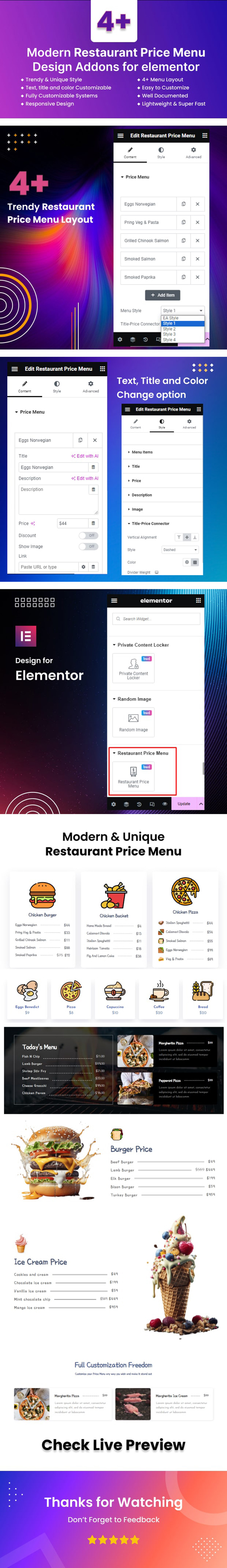 Restaurant Price Menu WordPress Plugin For Elementor - Features Image 1
