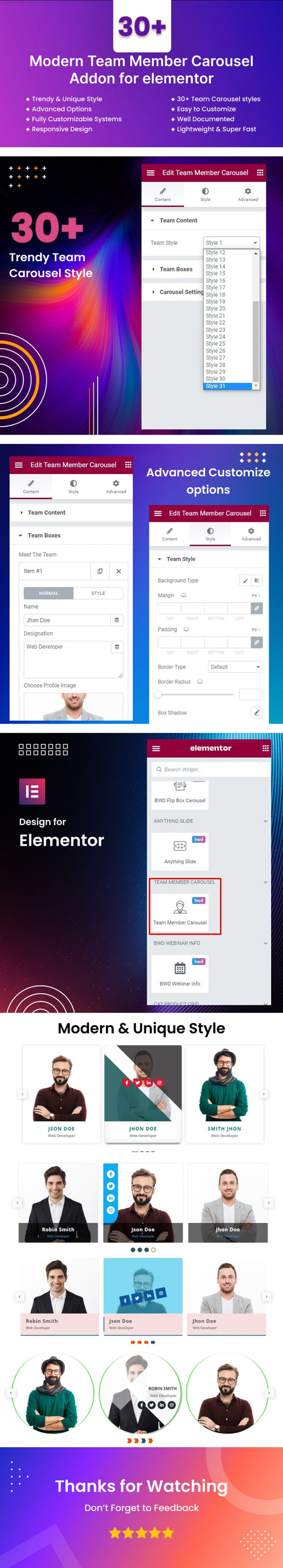 Team Member Carousel WordPress Plugin For Elementor - Features Image 1