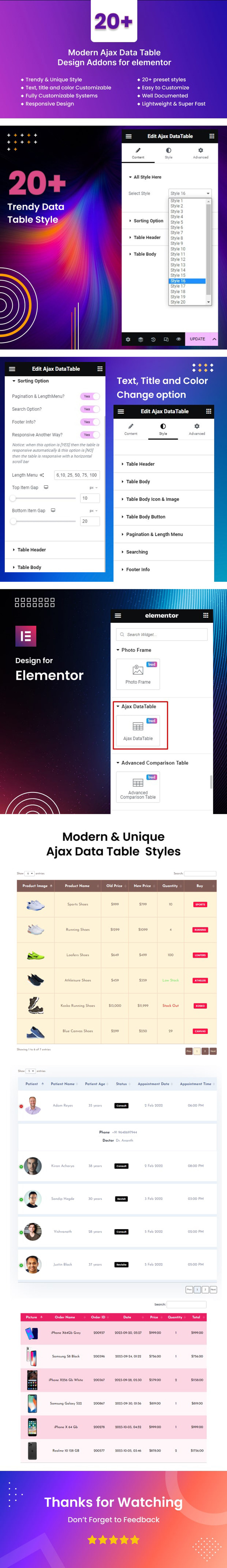 Ajax Data Table WordPress Plugin For Elementor - Features Image 1