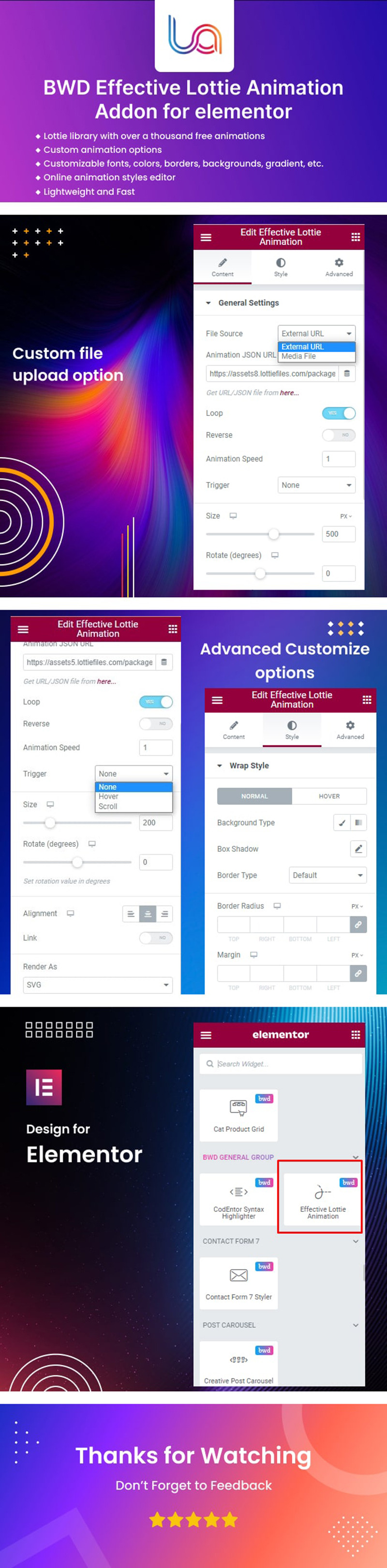 BWD Effective Lottie Animation WordPress Plugin For Elementor - Features Image 1