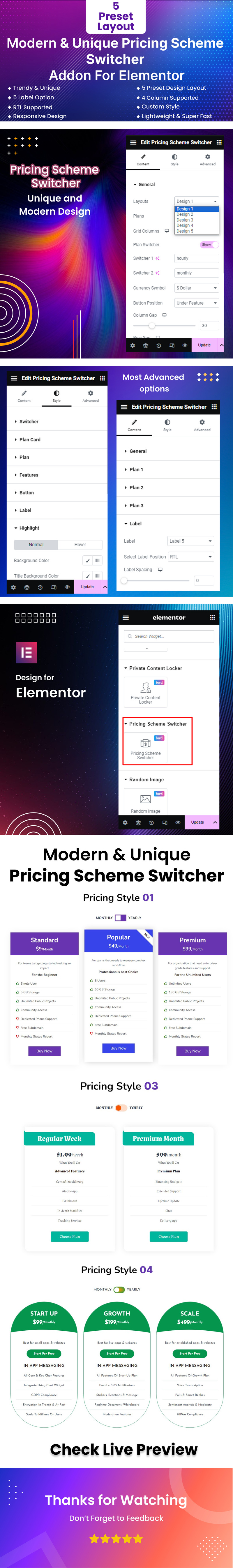 BWD Pricing Scheme Switcher WordPress Plugin For Elementor - Features Image 1