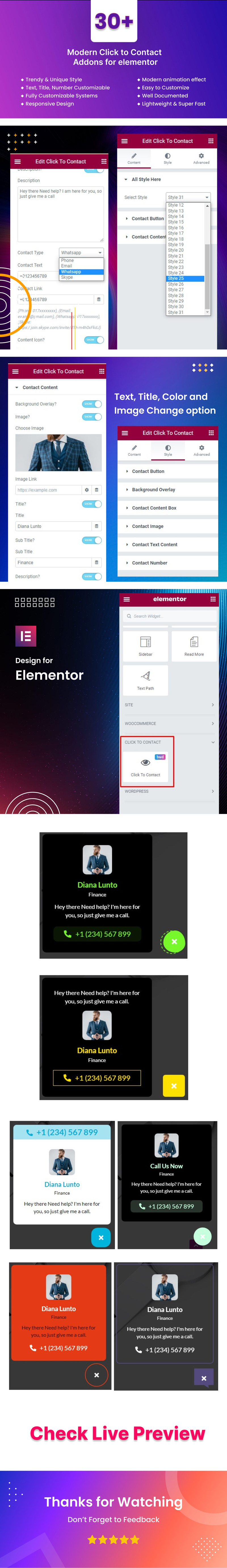 Click To Contact WordPress Plugin For Elementor - Features Image 1
