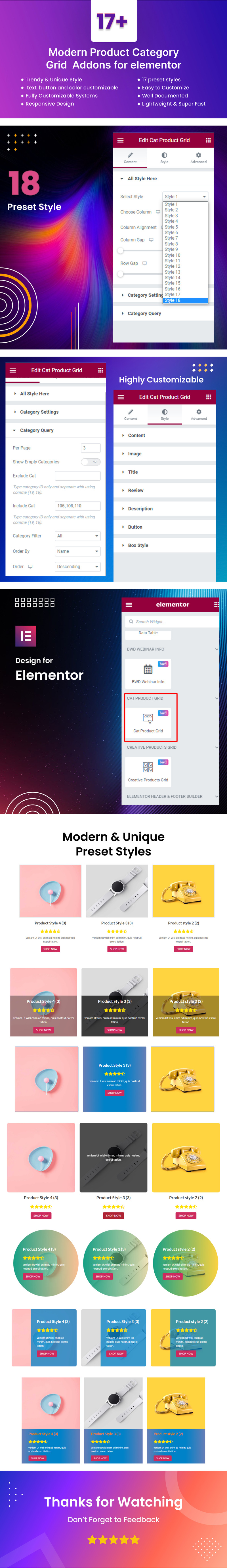WooCommerce Product Category Grid WordPress Plugin For Elementor - Features Image 1