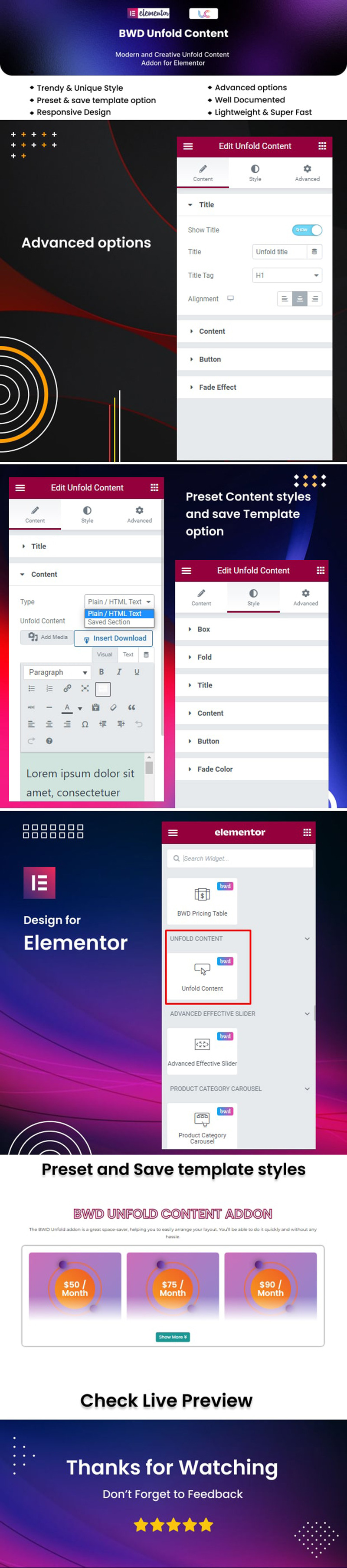 Unfold Content WordPress Plugin For Elementor - Features Image 1