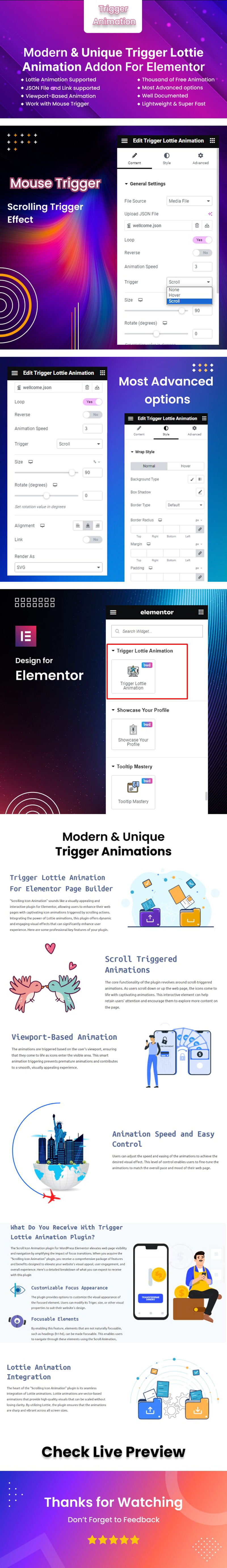 Trigger Lottie Animation WordPress Plugin For Elementor - Features Image 1