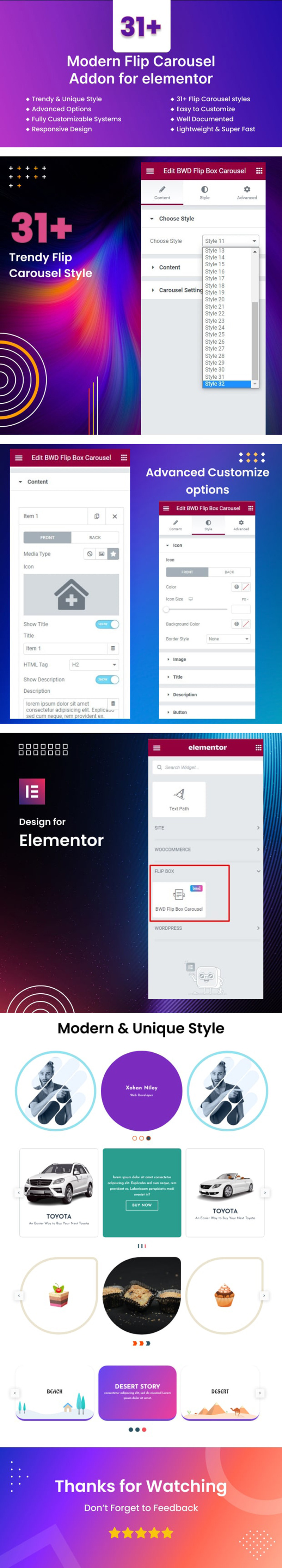 Flip Carousel WordPress Plugin For Elementor - Features Image 1
