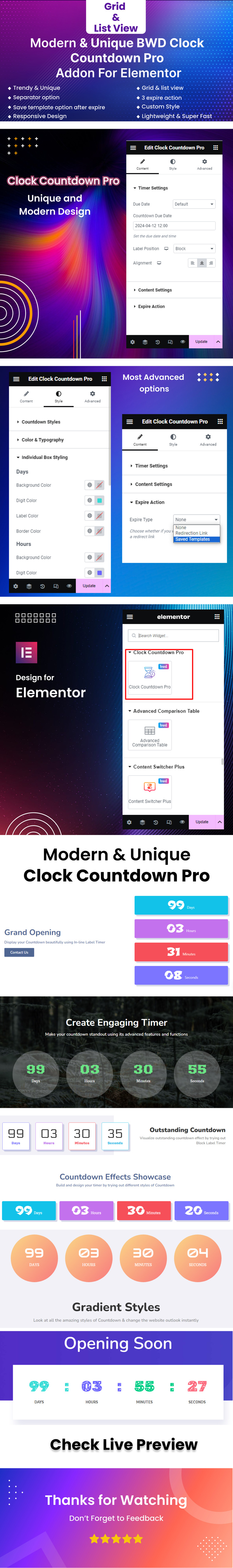 BWD Clock Countdown Pro WordPress Plugin For Elementor - Features Image 1