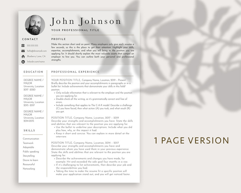 Modern Resume CV Template with Photo for WORDS and PAGES - Features Image 1