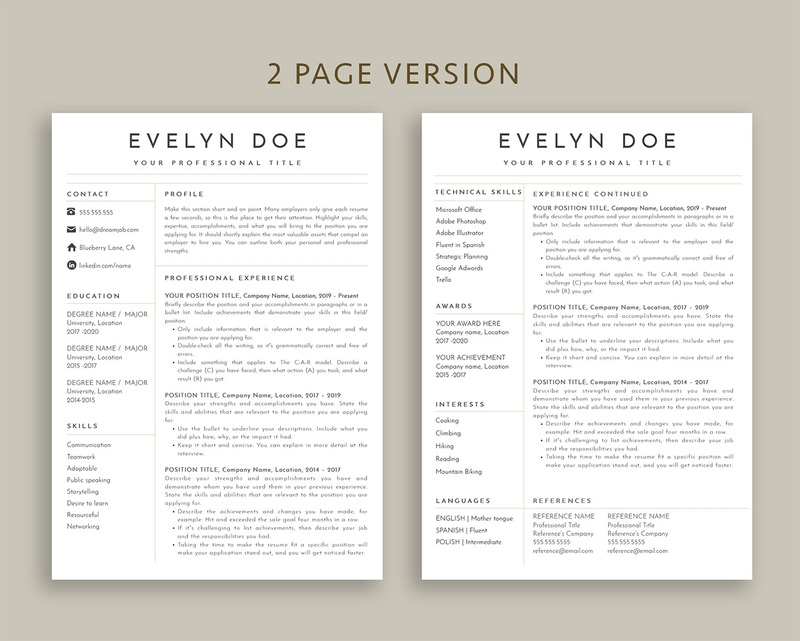 Modelli di curriculum stampabili di Evelyn Word Pages - Caratteristiche Immagine 2