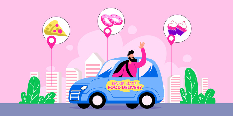 Vector de concepto de ilustración de entrega de comida casera - Características Imagen 1