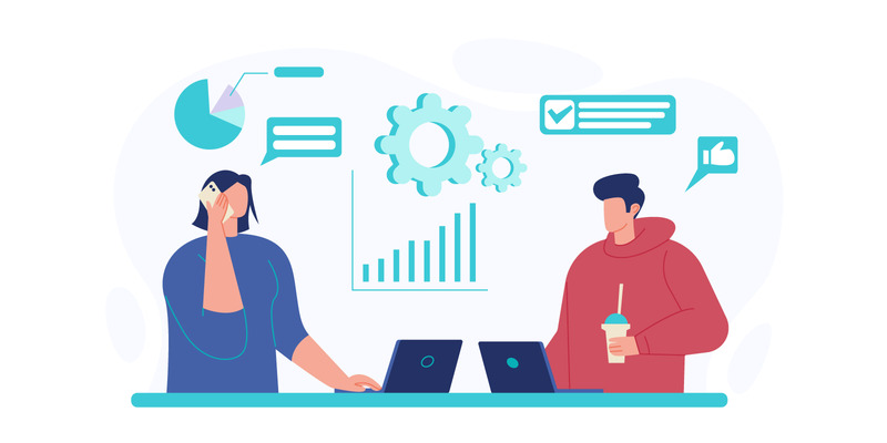 Empleado de oficina corporativa trabajando concepto de ilustración vectorial - Características Imagen 1