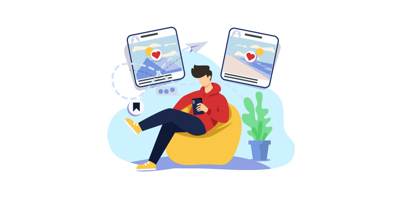 Social Media Browsing Illustration Concept - Features Image 1