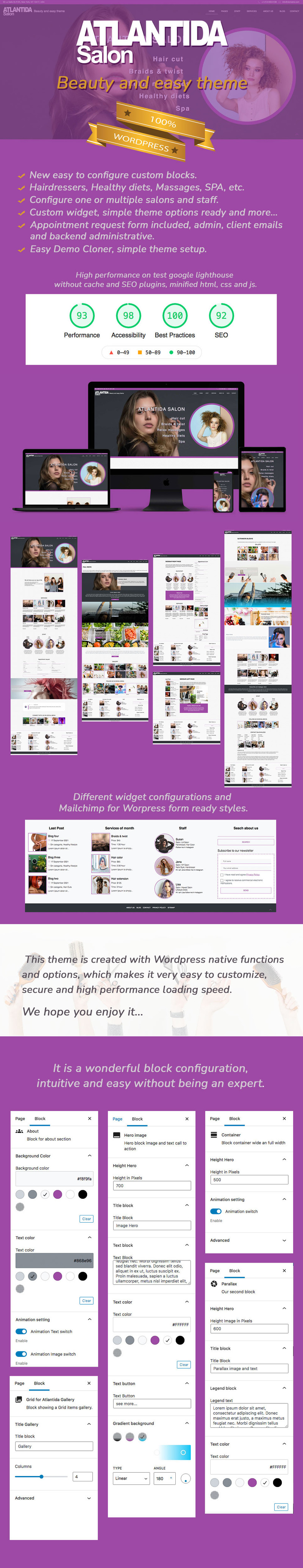 Atlantida Salon - Minimalist Wordpress Theme, Gutenberg Blocks and Easy Setup - Features Image 1