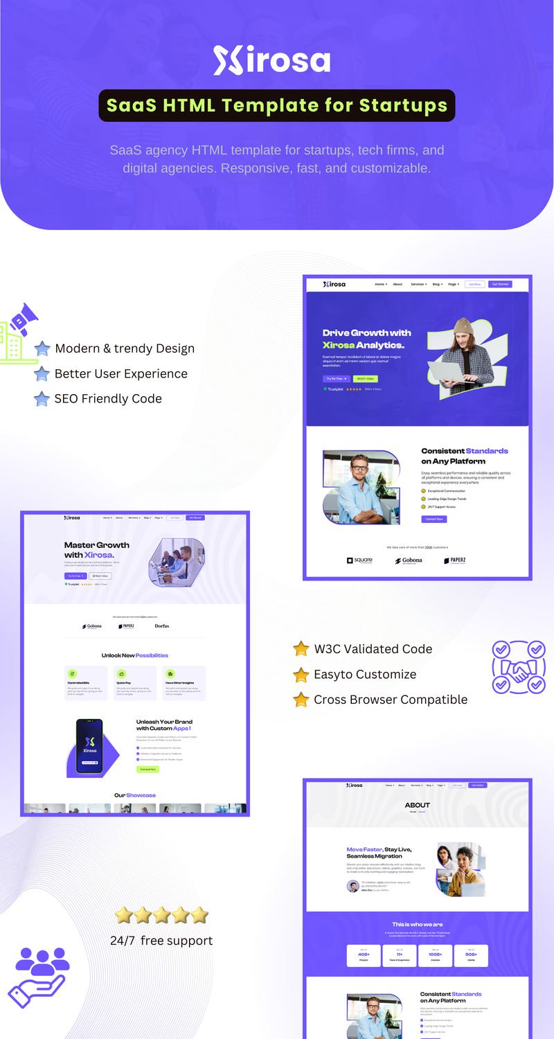 Xirosa – SaaS, teknikstartup och digital byrå Bootstrap HTML-mall för IT-företag - Features Image 1