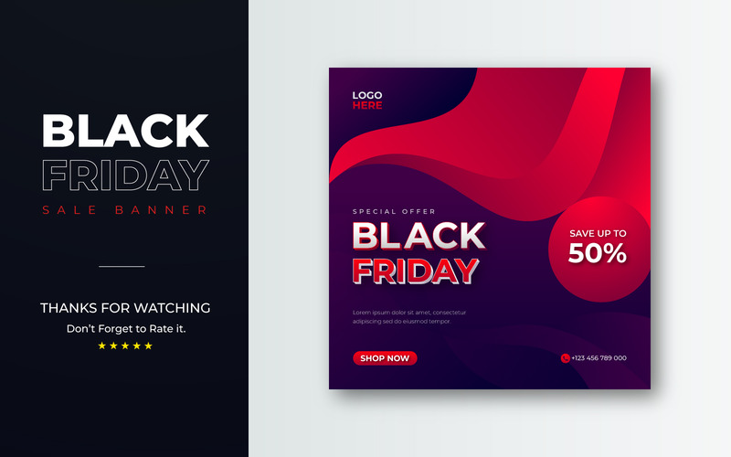 Modern Black Friday Social Media Banner Template - Features Image 1