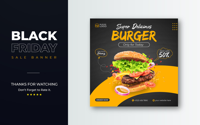 Social Media Food Promotion and Banner Design Template - Features Image 1