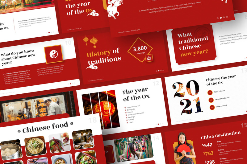 Qipao Chiński Festiwal PowerPoint Prezentacja PowerPoint szablon - Obraz funkcji 3