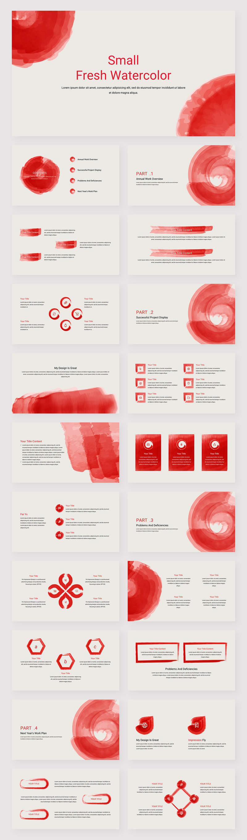 Small Fresh Watercolor PowerPoint template - Features Image 1