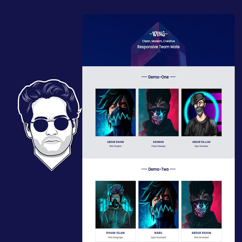 Wing-Team HTML5 Responsive UI Template - Features Image 1