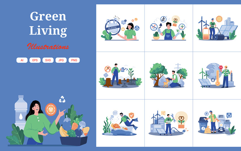 M693_Pacchetto illustrazioni Green Living 1 - Caratteristiche Immagine 1