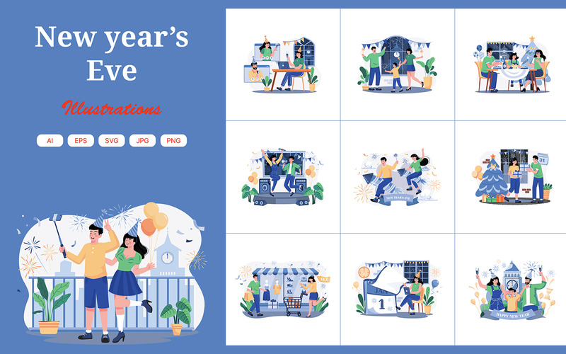 M549_Pacchetto illustrazioni di Capodanno - Caratteristiche Immagine 1
