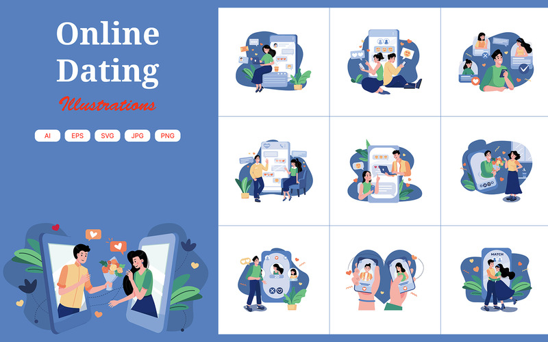 M435_Online Dating-illustratiepakket - Features Image 1