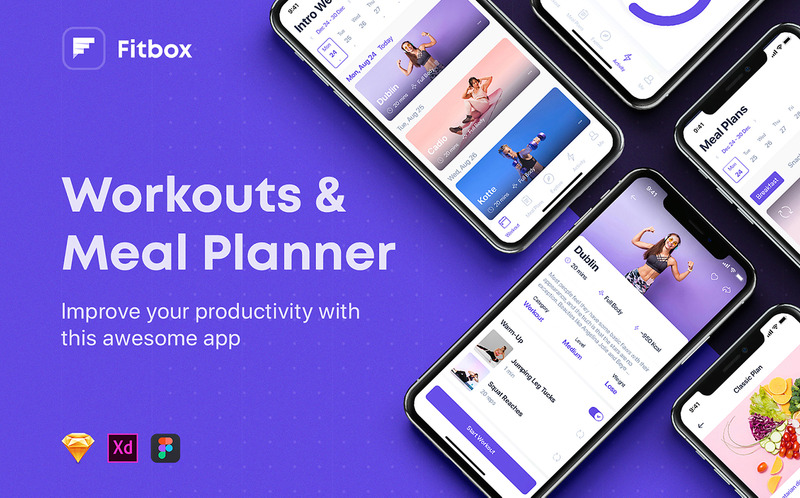 Fitbox - Workouts & Meal Planner UI Kit - Features Image 1