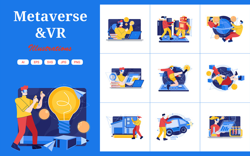 M387_ Metaverse & VR Illustration Pack - Features Image 1
