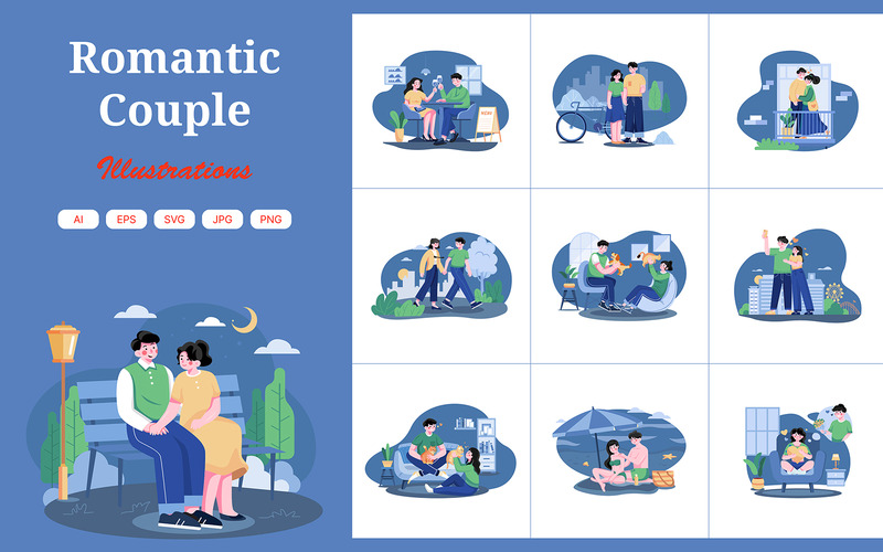 M440_Romantic Couple Illustration Pack - Features Image 1