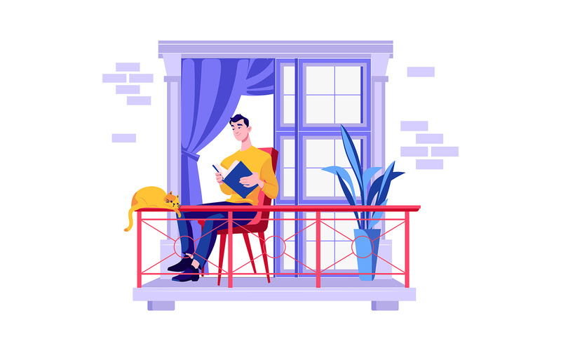M341 — Pakiet ilustracji „Pobyt w domu” - Obraz funkcji 3