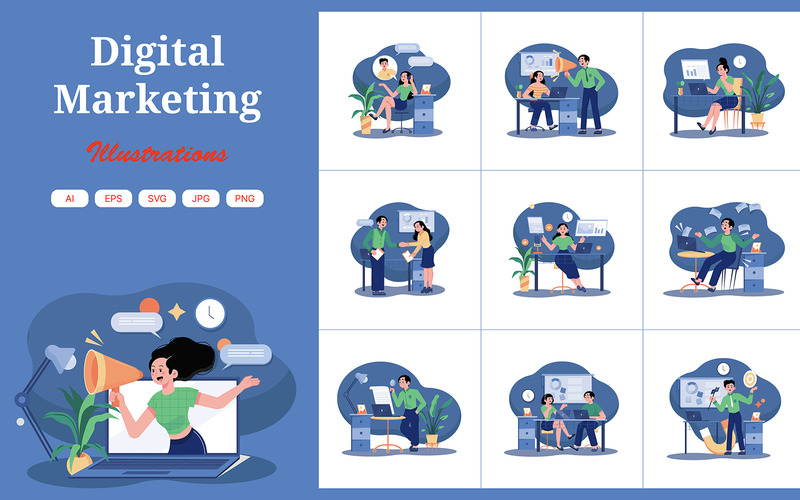 M460_Digital Marketing Illustration Pack - Features Image 1