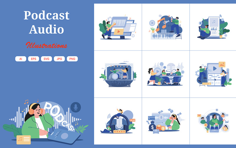 M451_Podcast Audio Illustration Pack - Features Image 1