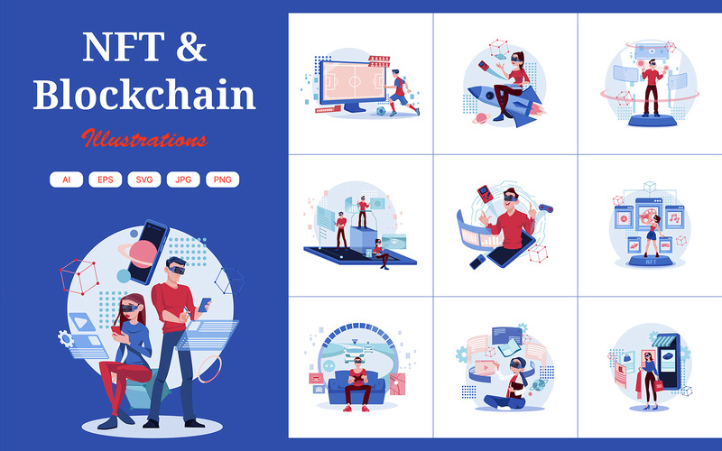 M386_NFT e illustrazioni della tecnologia Blockchain - Caratteristiche Immagine 1